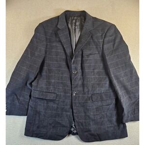 E.J. Samuel Italy Men's XL Black Windowpane Blazer Sport Coat Jacket